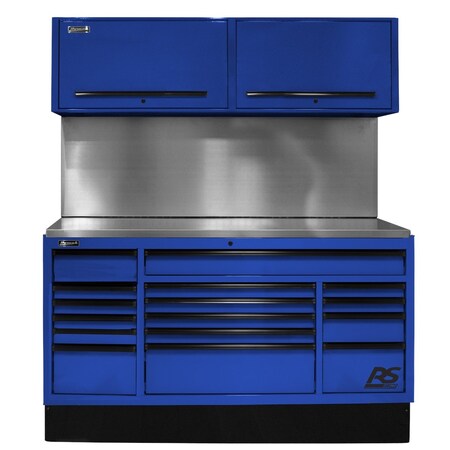 Homak 72 in. CTS Centralized Tool Storage with Solid Back Splash Set, Blue BLCTS72001